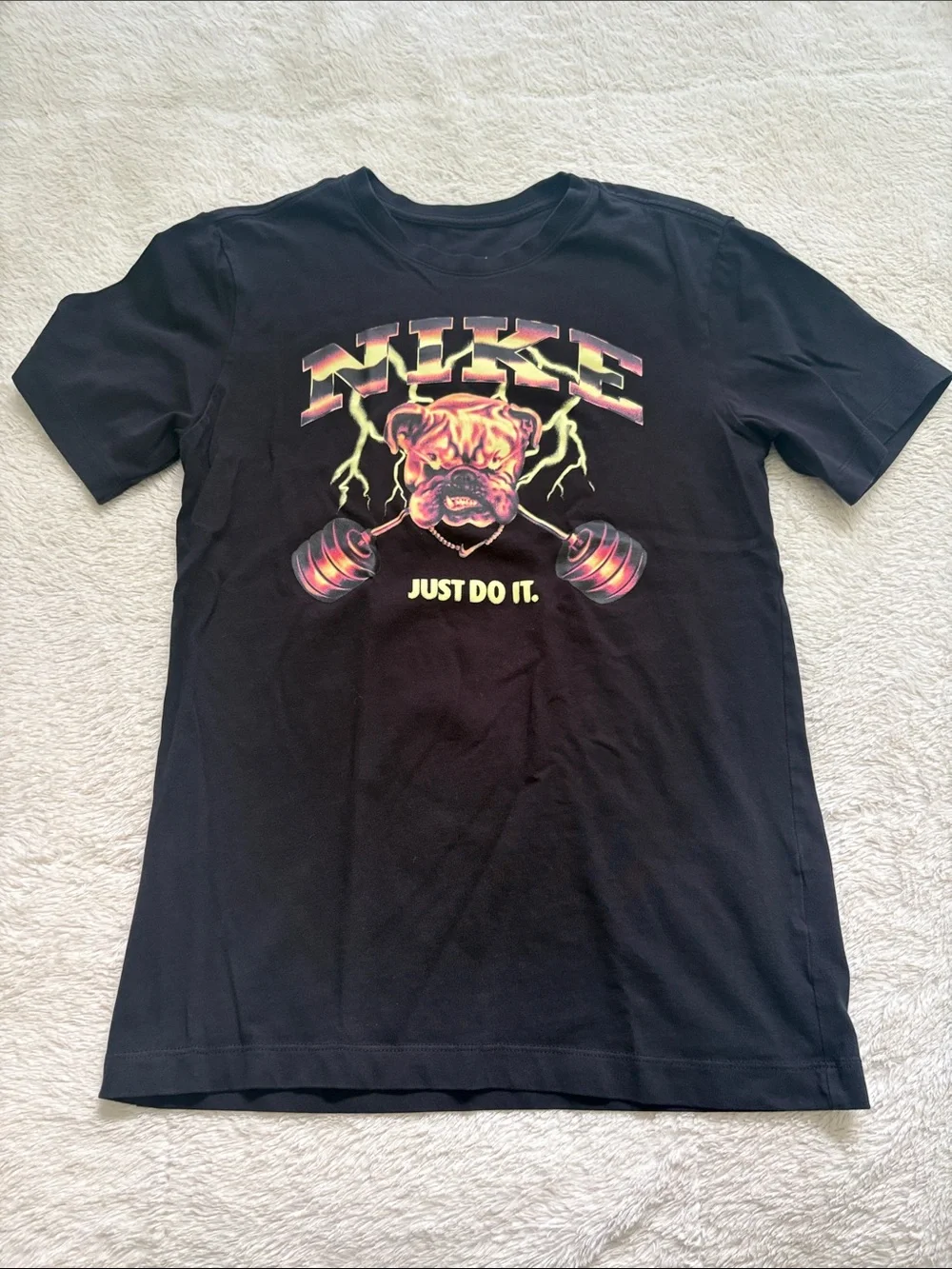 Nike Black Tee with Bulldog Graphic and Lightning